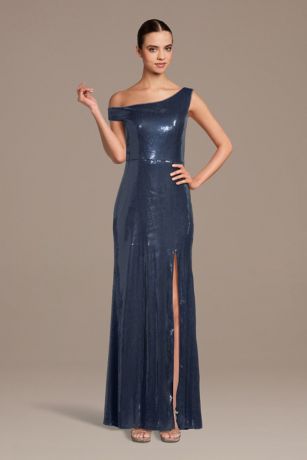 Picture of Asymmetrical Off-the-Shoulder Sequin Sheath Dress