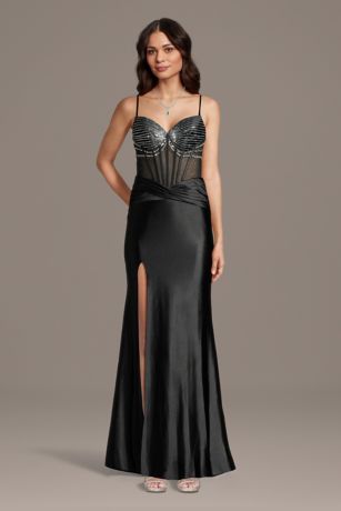 Picture of Crystal Corset Sculpting Satin Sheath Dress