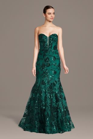 Picture of Strapless Illusion Bodice Sequin Mermaid Dress
