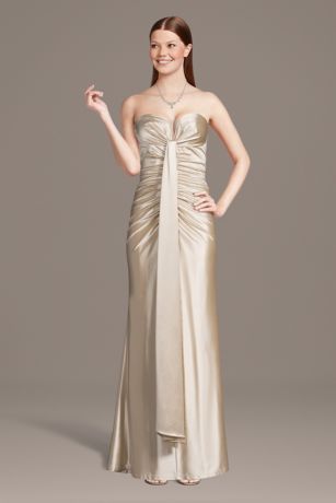 Picture of Draped Sculpting Satin Sheath Dress with Streamer