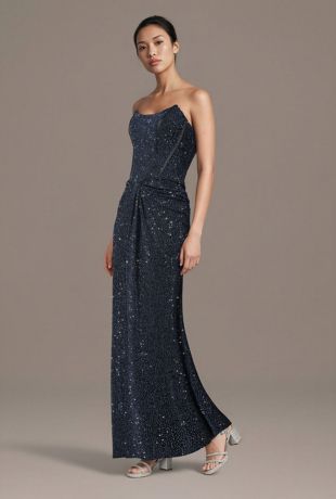 Picture of Glitter Knit Sheath Dress with Sculpted Neckline