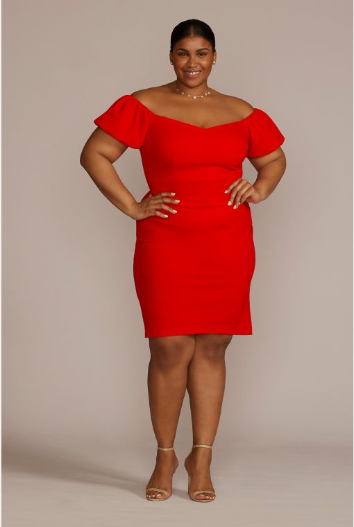 red cocktail dress with sleeves