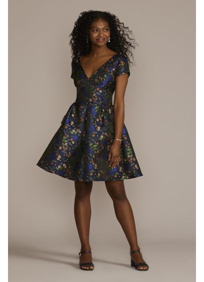 Floral Jacquard Short A-Line Dress - Short in length but long in reasons to