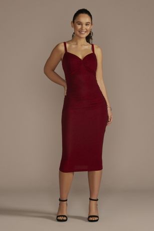 Picture of Metallic Knit Sweetheart Midi Sheath Dress
