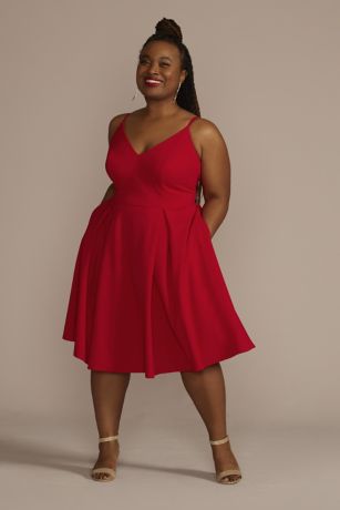 Picture of Short Stretch Crepe Spaghetti Strap A-Line Dress