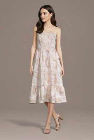 Picture of Sculpted Corset Brocade Midi Dress