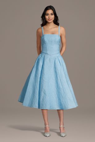 Picture of Drop Waist Jacquard A-Line Midi Dress