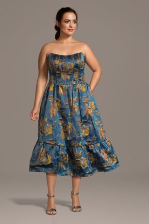 Picture of Sculpted Jacquard Corset Bodice A-Line Dress