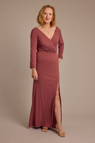 Picture of Three-Quarter Sleeve Matte Jersey Sheath Dress
