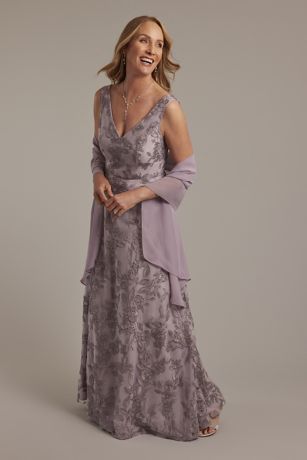 Picture of Embroidered A-Line Tank Dress with Chiffon Wrap