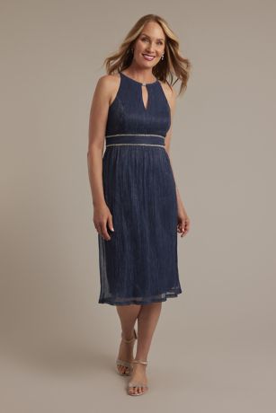 Picture of Short Metallic Sheath Dress with Keyhole Neckline