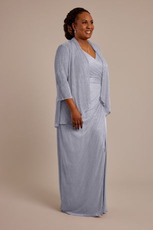 Picture of Metallic V-Neck Sheath Dress with Matching Jacket