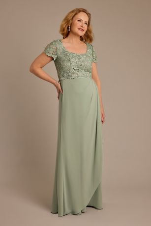 Picture of Short Sleeve Embroidered Chiffon Sheath Dress