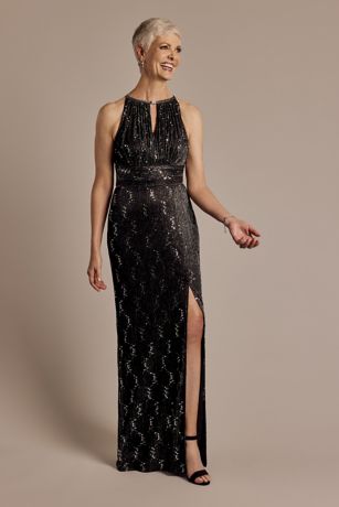 Picture of Metallic Sequin Keyhole Neckline Sheath Dress