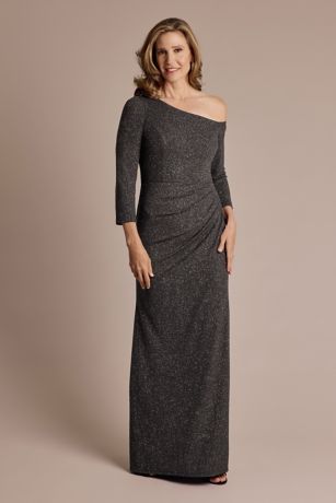 Picture of One-Shoulder Glitter Knit Sheath Dress