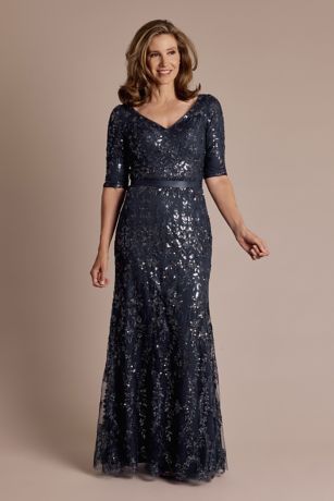 Picture of Beaded Sequin Lace Dress with Elbow-Length Sleeves