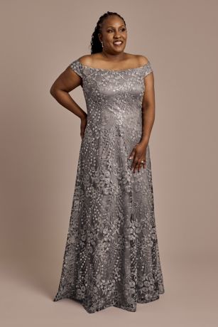 Picture of Off-the-Shoulder Sequin Embroidered A-Line Dress