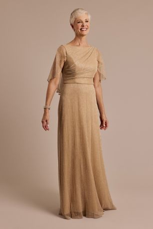 Picture of Plisse Knit A-Line Dress with Attached Capelet