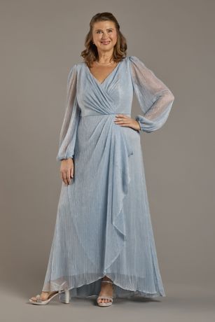 Picture of Glitter Knit Blouson Sleeve Dress with Cascade