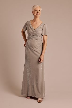 Picture of Flutter Sleeve Metallic Knit A-Line Dress