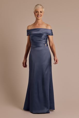 Picture of Off-the-Shoulder Matte Satin Pleated Bodice Sheath