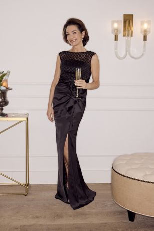 Picture of Sequin Bodice Fit and Flare Dress with Rosette