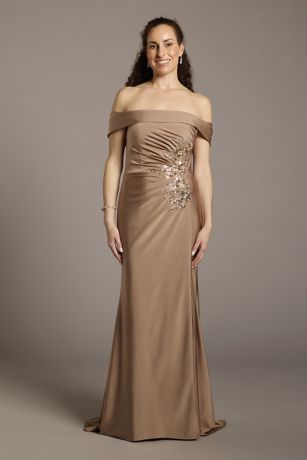 Picture of Embellished Side Ruched Off-the-Shoulder Dress
