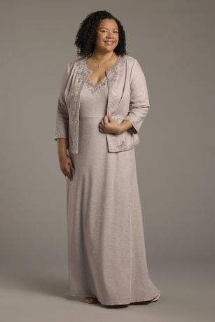 Picture of Glitter Knit Embroidered Plus Size Jacket Dress