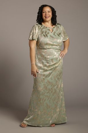 Picture of Printed Flutter Sleeve Keyhole Dress