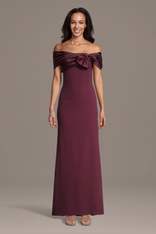 Picture of Asymmetrical Off-the-Shoulder Crepe Sheath Dress