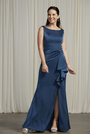 Picture of Matte Satin Cascade Sleeveless Sheath Dress