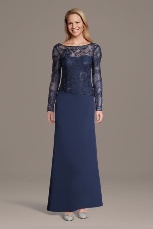 Picture of Illusion Long-Sleeve Lace Sheath Dress