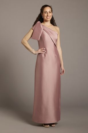 Picture of One-Shoulder Mikado Sheath Dress with Shoulder Bow