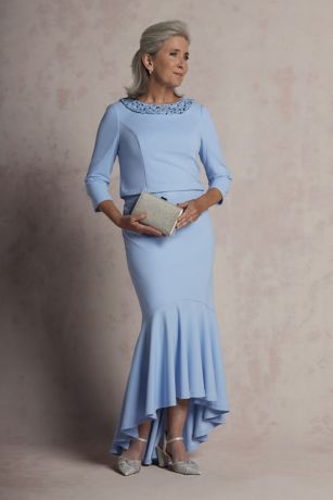 Picture of Crepe High Low Fit and Flare Dress with Jacket