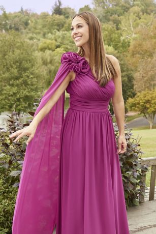 Picture of One-Shoulder Chiffon Gown with Streamer
