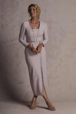 Picture of Jeweled Crepe Long-Sleeve Sheath Dress