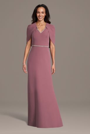 Picture of Crepe V-Neck Capelet A-Line Dress