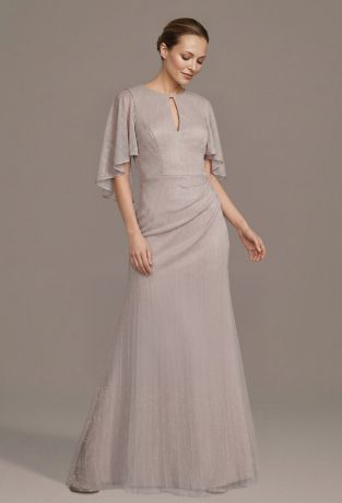 Picture of Metallic Sheath Capelet Dress with Keyhole