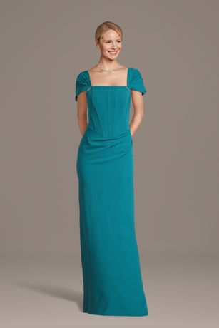 Picture of Cap Sleeve Crepe Corset Sheath Dress
