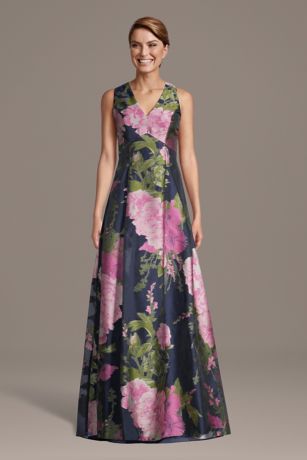 Picture of Empire Waist V-Neck Floral Print Box-Pleated Dress