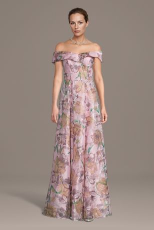 Picture of Floral Print Metallic Asymmetrical A-Line Dress