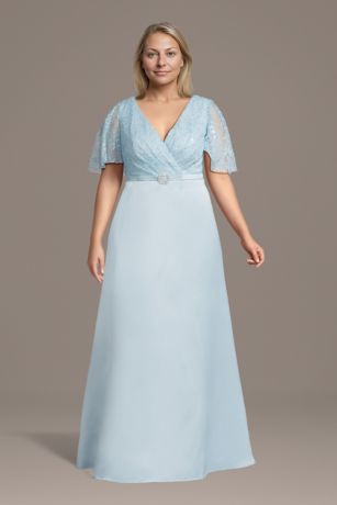 Picture of Chantilly Lace Flutter Sleeve Dress with Belt