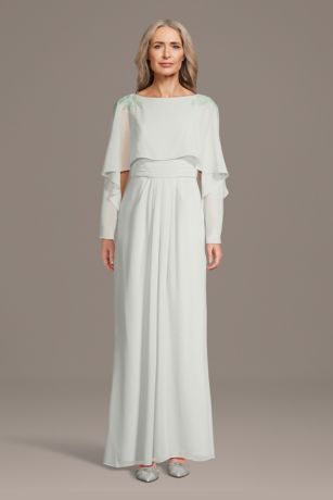 Picture of Chiffon A-Line Dress with Jeweled Capelet