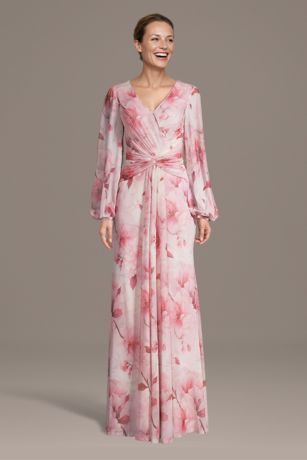 Picture of Floral Print Twist-Front Long-Sleeve Sheath Dress