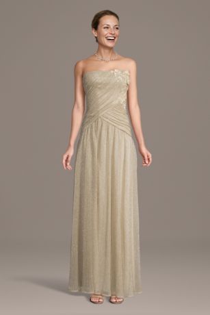 Picture of Strapless Metallic Draped Drop Waist Dress