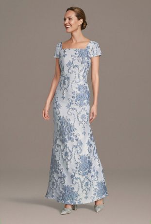 Picture of Short Sleeve Brocade Mermaid Dress