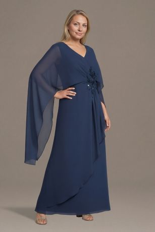 Picture of Chiffon V-Neck Sheath Dress with Cape