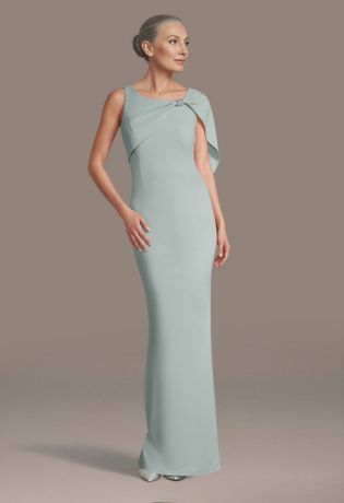 Picture of Crepe Sheath Dress with Asymmetrical Cape