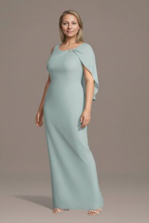 Picture of Crepe Sheath Dress with Asymmetrical Cape