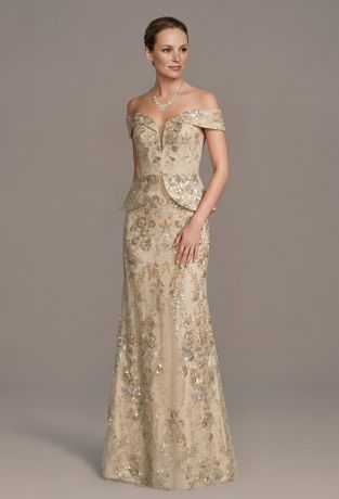 Picture of Embellished Off-the-Shoulder Peplum Sheath Dress
